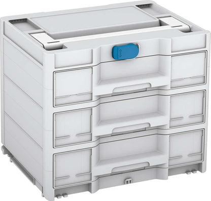 Systainer³ Sortainer/3 M 337, Light Grey with White lid handle and Sky Blue catches