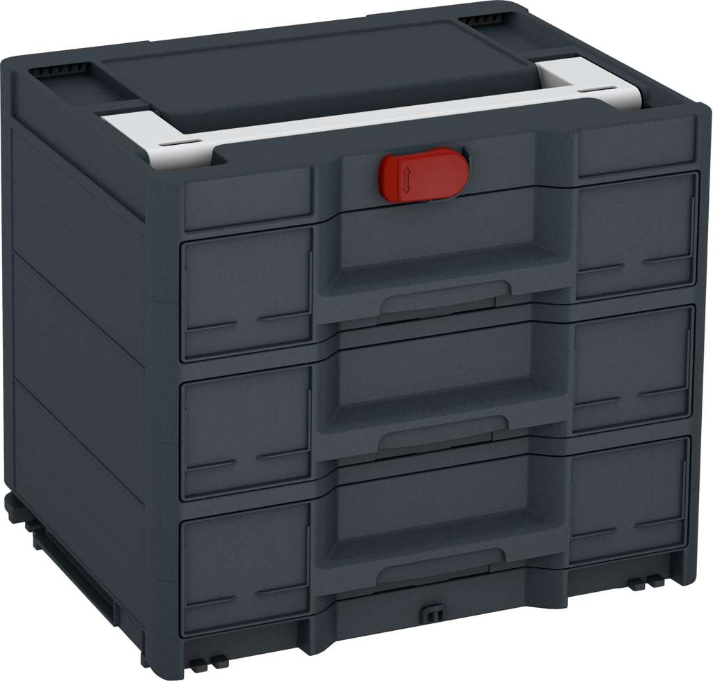 Systainer³ Sortainer/3 M 337, Anthracite with Light Grey lid handle and Carmine Red catches