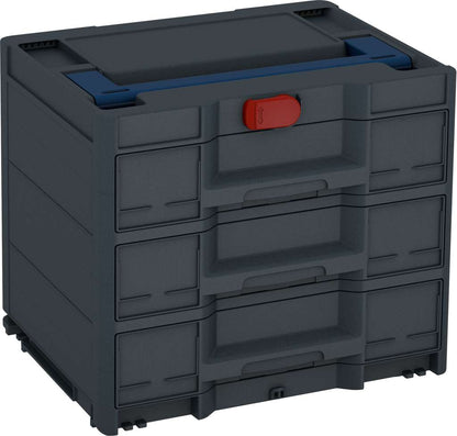 Systainer³ Sortainer/3 M 337, Anthracite with Sapphire Blue lid handle and Carmine Red catches