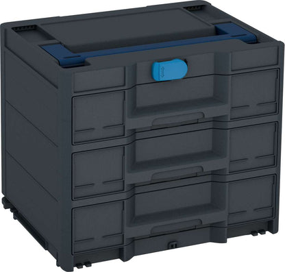 Systainer³ Sortainer/3 M 337, Anthracite with Sapphire Blue lid handle and Sky Blue catches