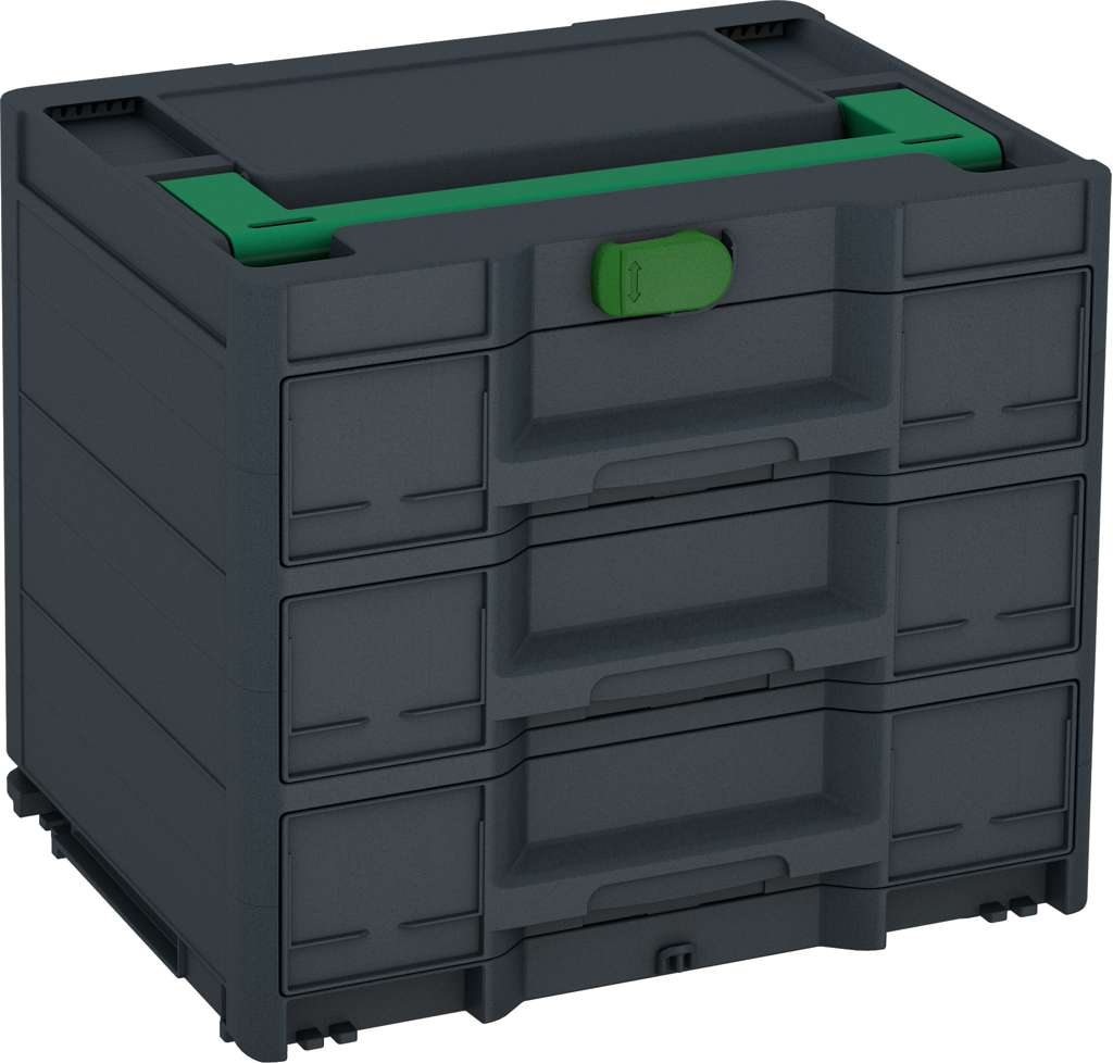 Systainer³ Sortainer/3 M 337, Anthracite with Signal Green lid handle and Emerald Green catches