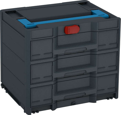 Systainer³ Sortainer/3 M 337, Anthracite with Sky Blue lid handle and Carmine Red catches