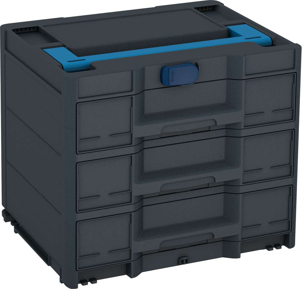 Systainer³ Sortainer/3 M 337, Anthracite with Sky Blue lid handle and Sapphire Blue catches