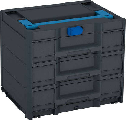 Systainer³ Sortainer/3 M 337, Anthracite with Sky Blue lid handle and Signal Blue catches
