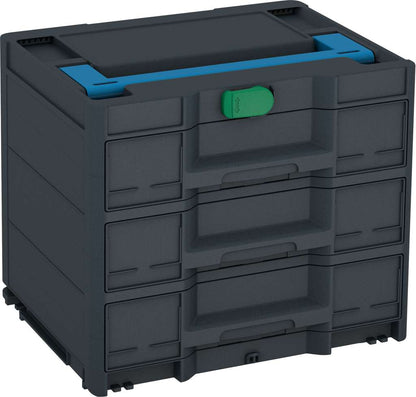 Systainer³ Sortainer/3 M 337, Anthracite with Sky Blue lid handle and Signal Green catches