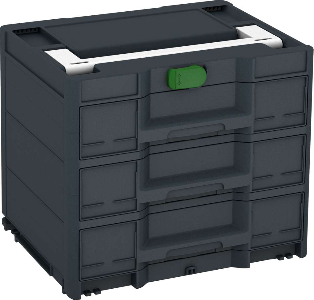 Systainer³ Sortainer/3 M 337, Anthracite with White lid handle and Emerald Green catches