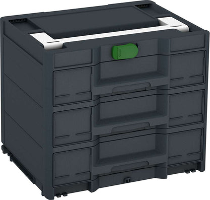 Systainer³ Sortainer/3 M 337, Anthracite with White lid handle and Emerald Green catches