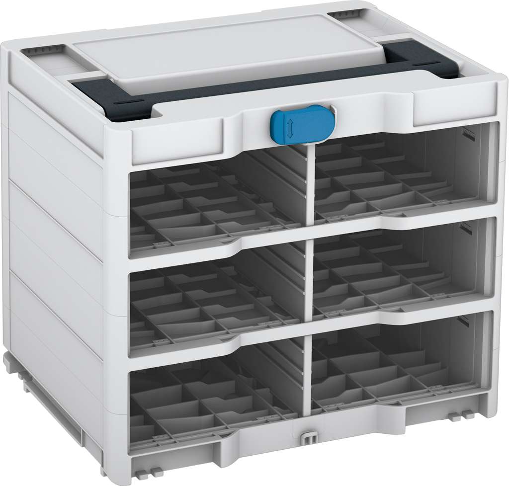 Systainer³ Rack/0 M 337, Light Grey with Anthracite lid handle and Sky Blue catches