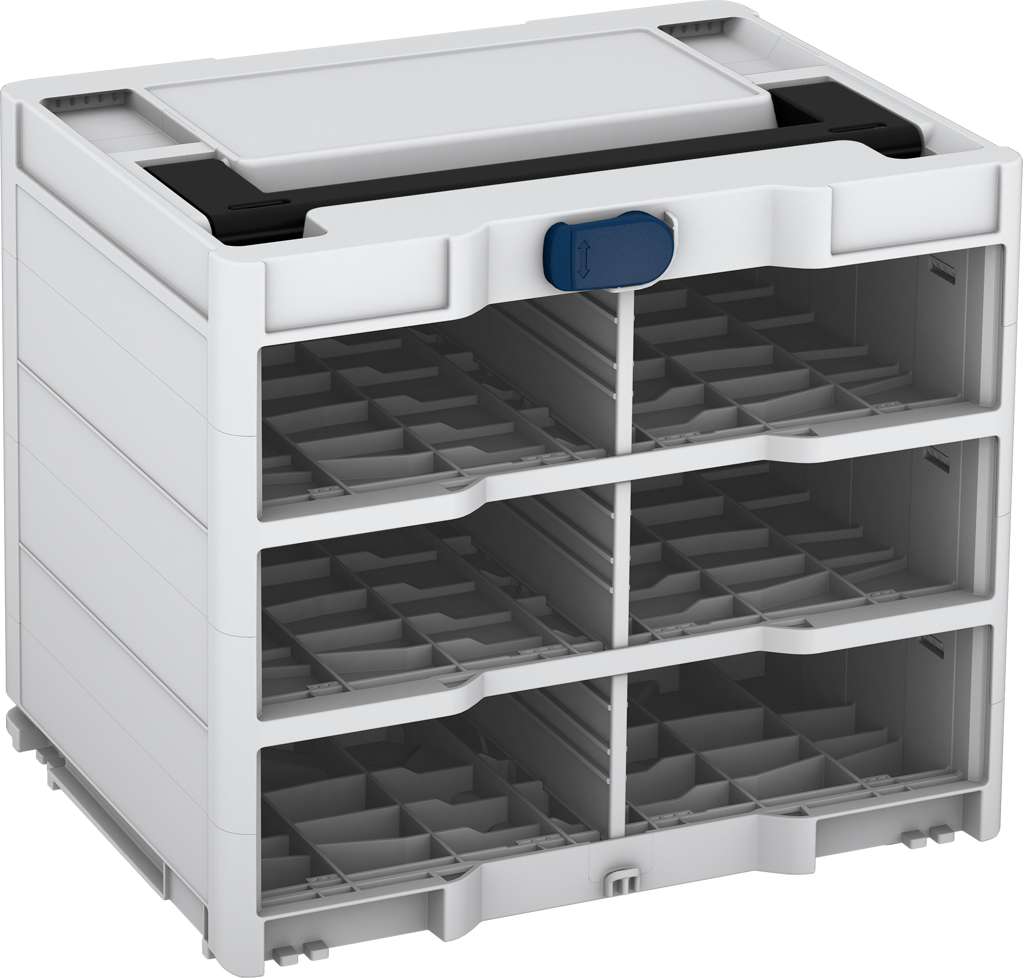 Systainer³ Rack/0 M 337, Light Grey with Black lid handle and Sapphire Blue catches