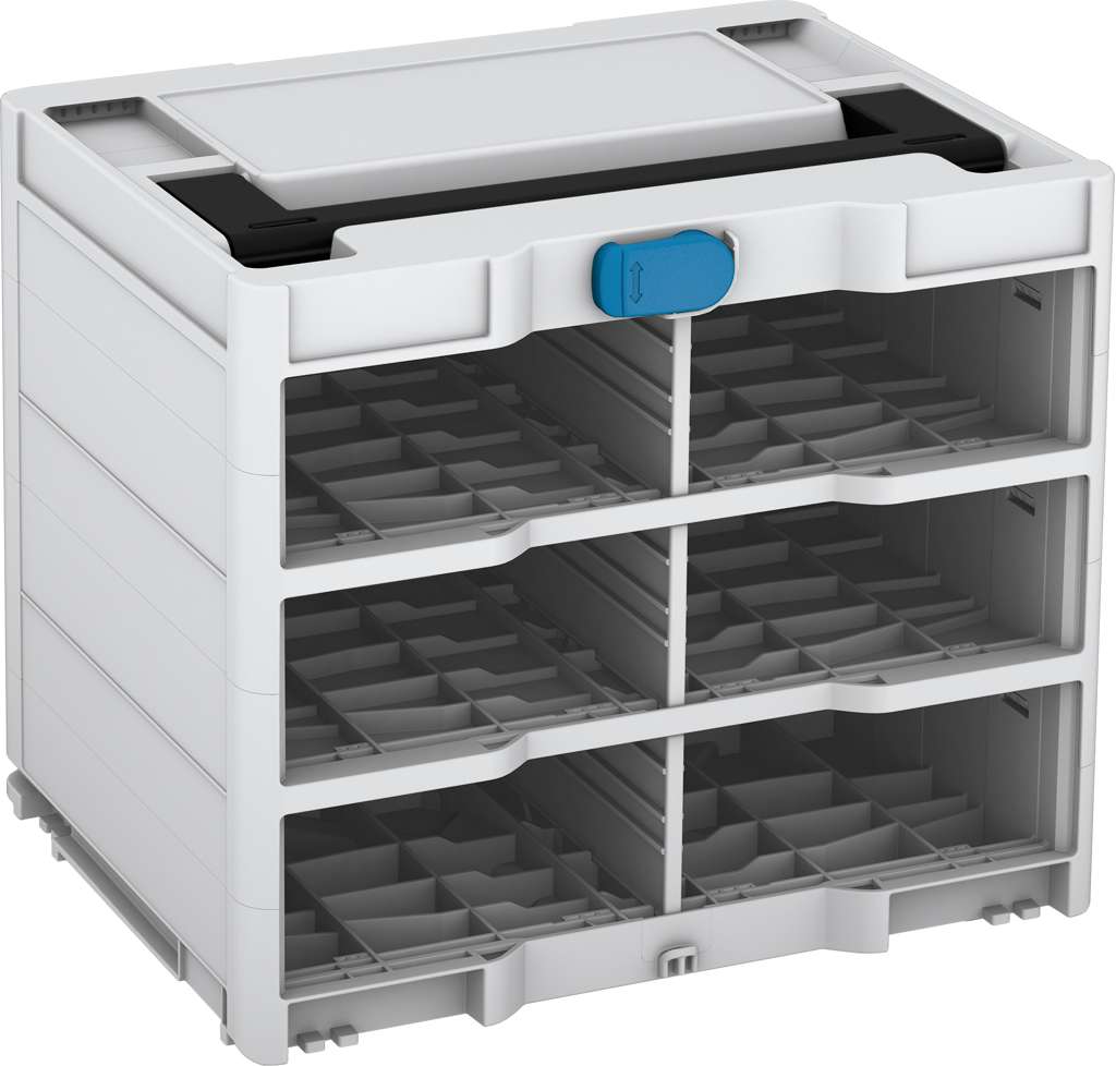Systainer³ Rack/0 M 337, Light Grey with Black lid handle and Sky Blue catches