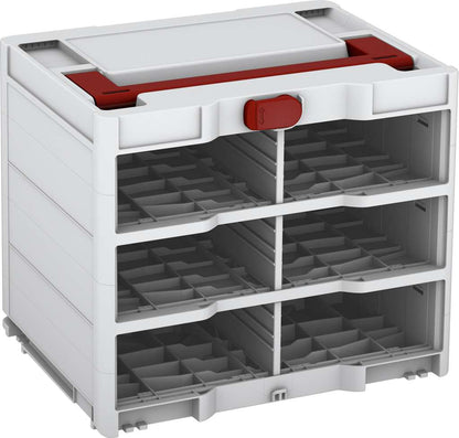 Systainer³ Rack/0 M 337, Light Grey with Carmine Red lid handle and Carmine Red catches