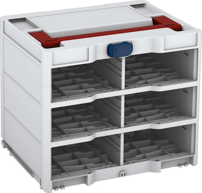 Systainer³ Rack/0 M 337, Light Grey with Carmine Red lid handle and Sapphire Blue catches