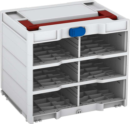 Systainer³ Rack/0 M 337, Light Grey with Carmine Red lid handle and Signal Blue catches