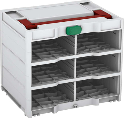 Systainer³ Rack/0 M 337, Light Grey with Carmine Red lid handle and Signal Green catches