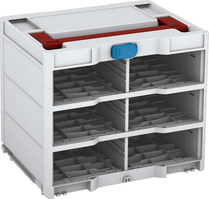 Systainer³ Rack/0 M 337, Light Grey with Carmine Red lid handle and Sky Blue catches