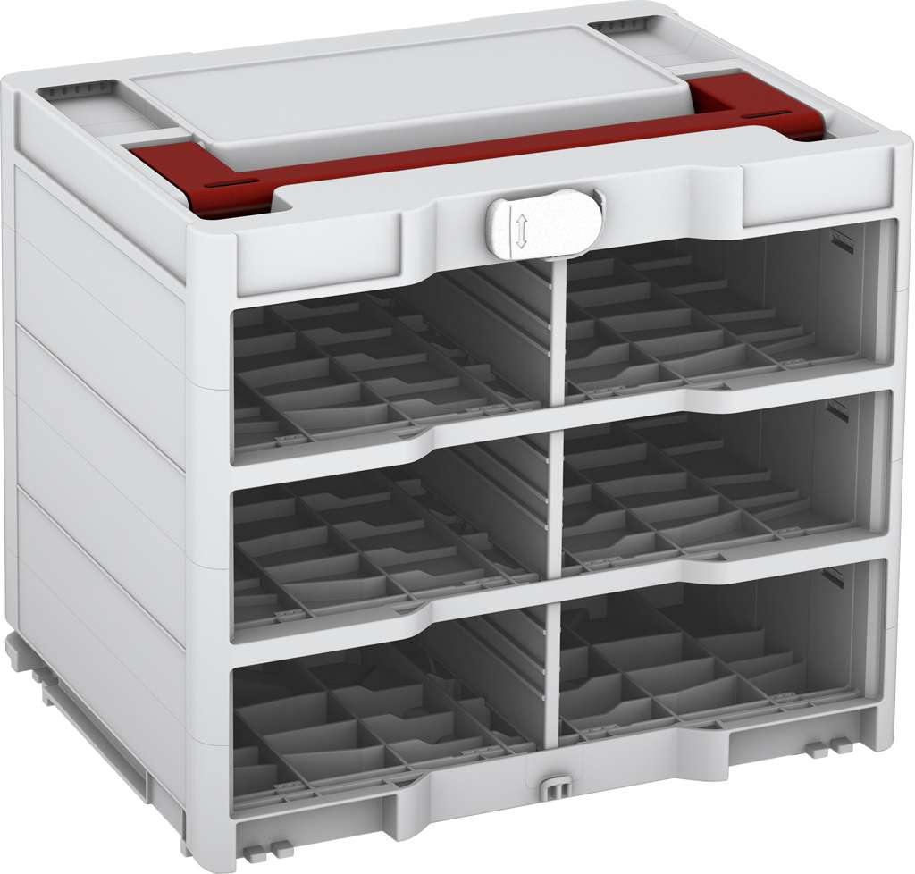 Systainer³ Rack/0 M 337, Light Grey with Carmine Red lid handle and White catches
