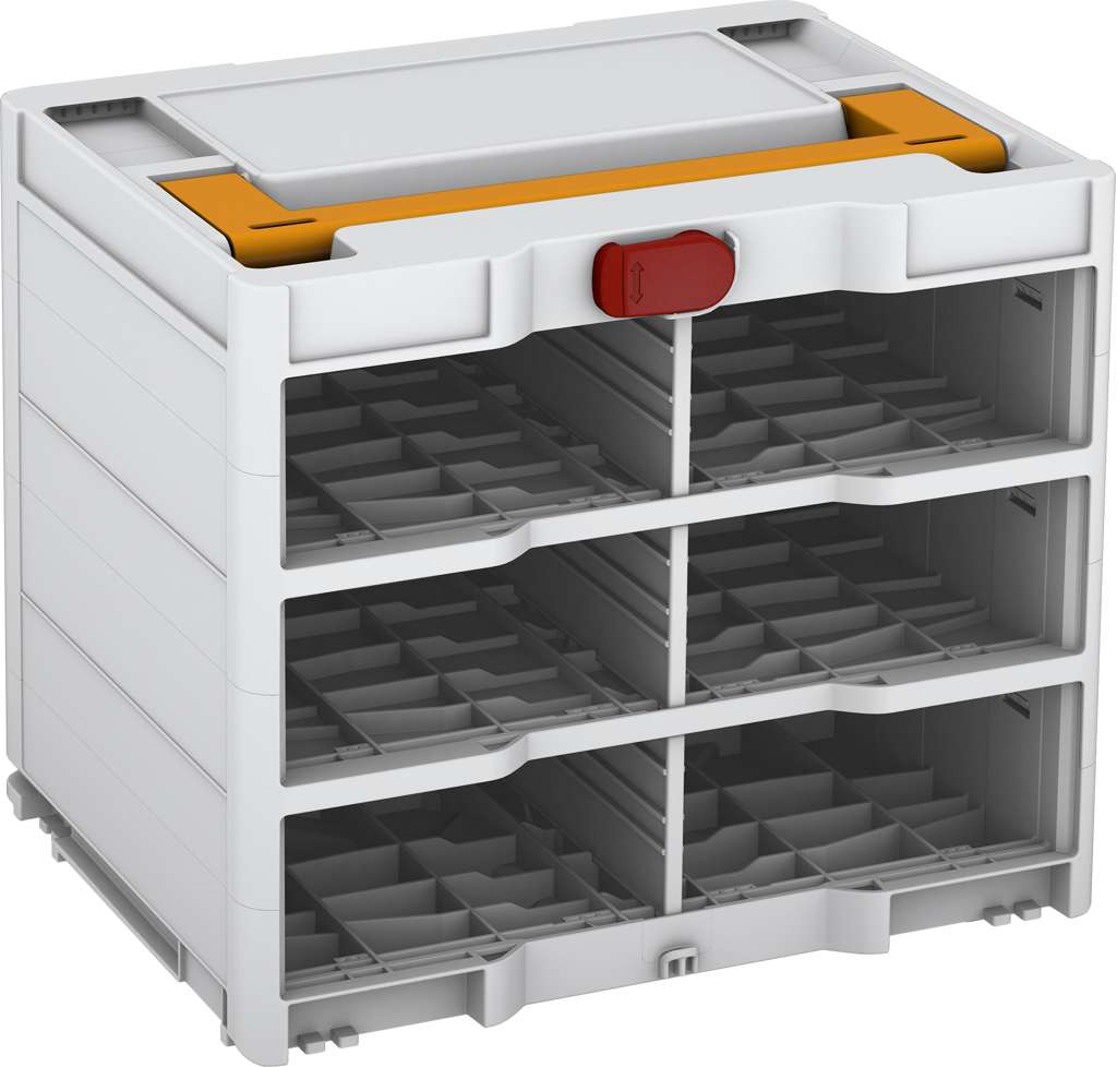 Systainer³ Rack/0 M 337, Light Grey with Daffodil Yellow lid handle and Carmine Red catches