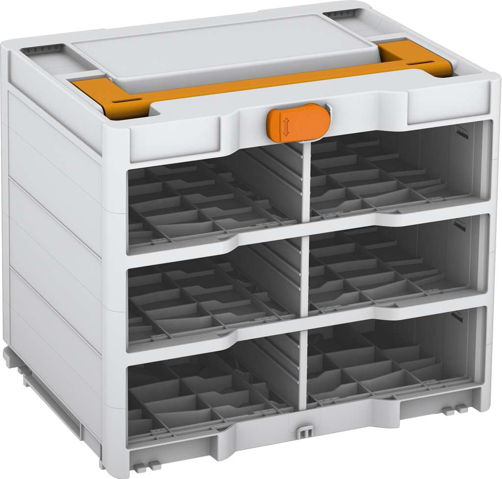 Systainer³ Rack/0 M 337, Light Grey with Daffodil Yellow lid handle and Deep Orange catches