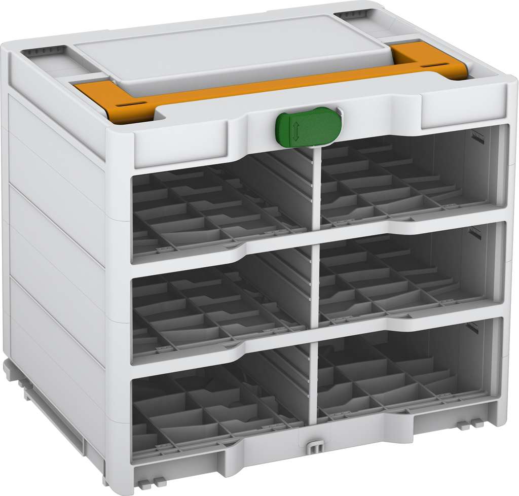 Systainer³ Rack/0 M 337, Light Grey with Daffodil Yellow lid handle and Emerald Green catches