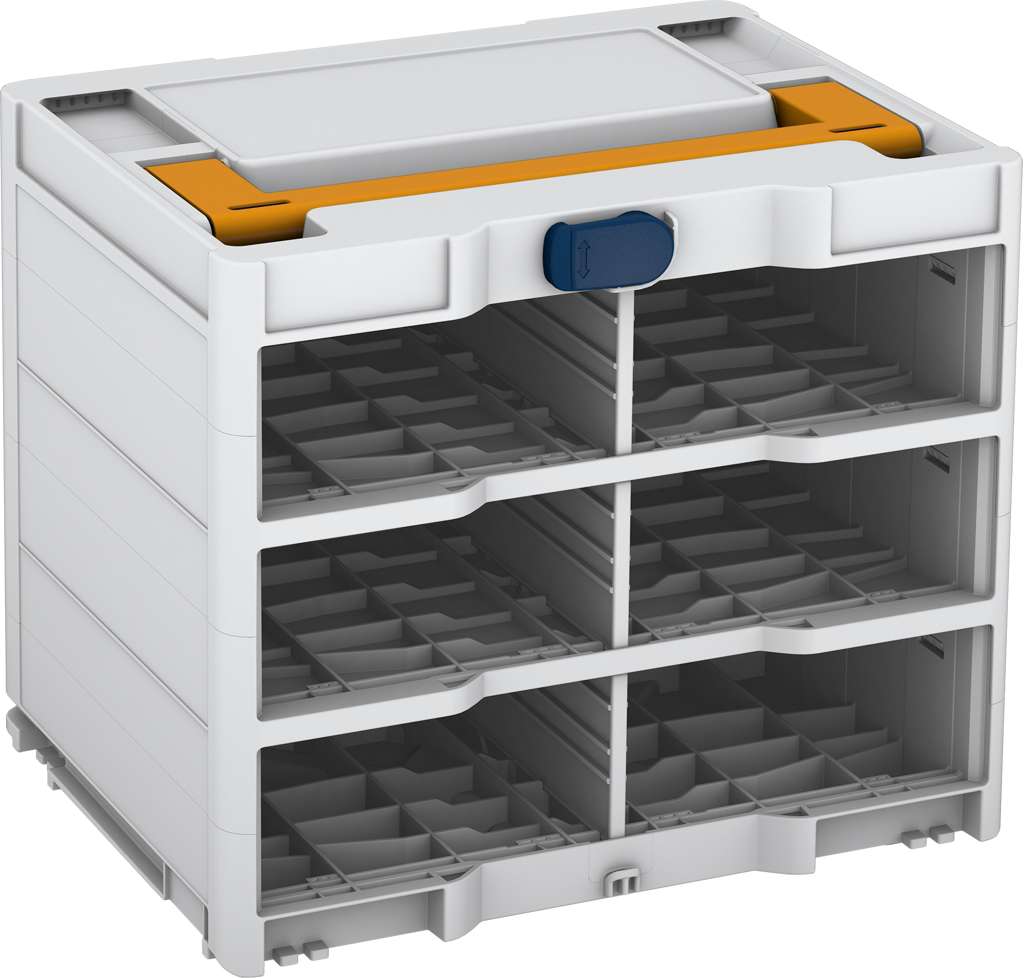 Systainer³ Rack/0 M 337, Light Grey with Daffodil Yellow lid handle and Sapphire Blue catches