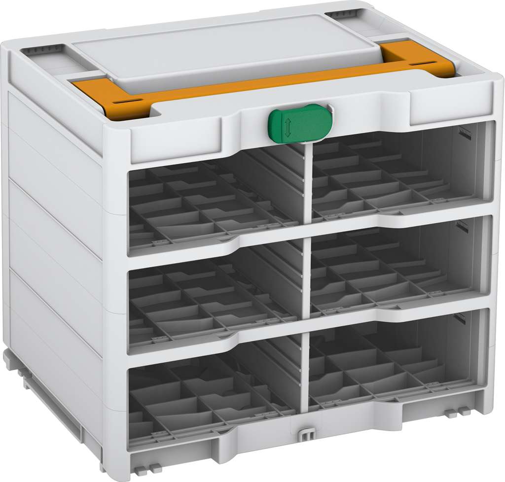 Systainer³ Rack/0 M 337, Light Grey with Daffodil Yellow lid handle and Signal Green catches