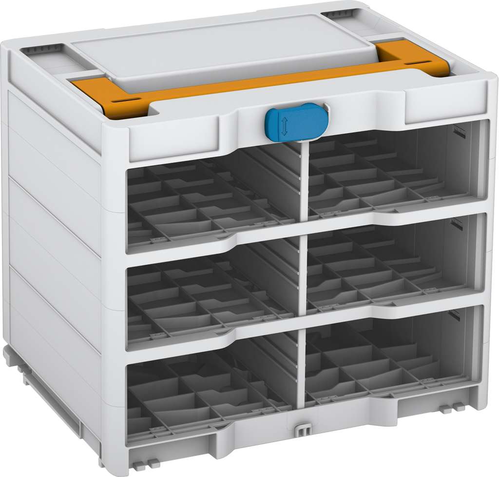 Systainer³ Rack/0 M 337, Light Grey with Daffodil Yellow lid handle and Sky Blue catches