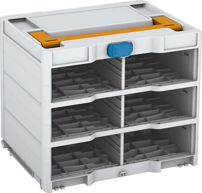 Systainer³ Rack/0 M 337, Light Grey with Daffodil Yellow lid handle and Sky Blue catches