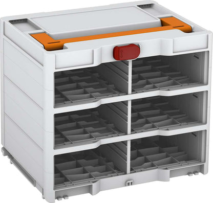 Systainer³ Rack/0 M 337, Light Grey with Deep Orange lid handle and Carmine Red catches