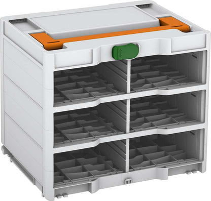Systainer³ Rack/0 M 337, Light Grey with Deep Orange lid handle and Emerald Green catches