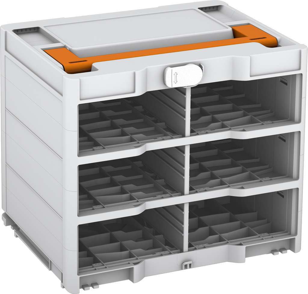 Systainer³ Rack/0 M 337, Light Grey with Deep Orange lid handle and White catches