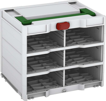 Systainer³ Rack/0 M 337, Light Grey with Emerald Green lid handle and Carmine Red catches