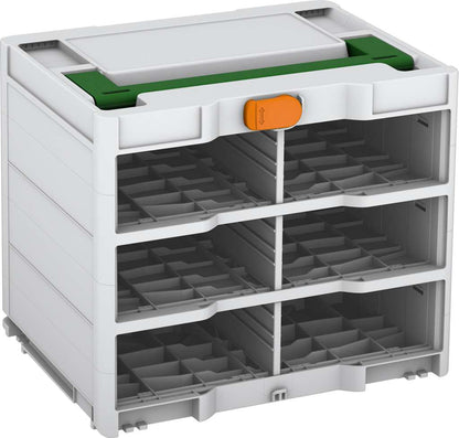 Systainer³ Rack/0 M 337, Light Grey with Emerald Green lid handle and Deep Orange catches