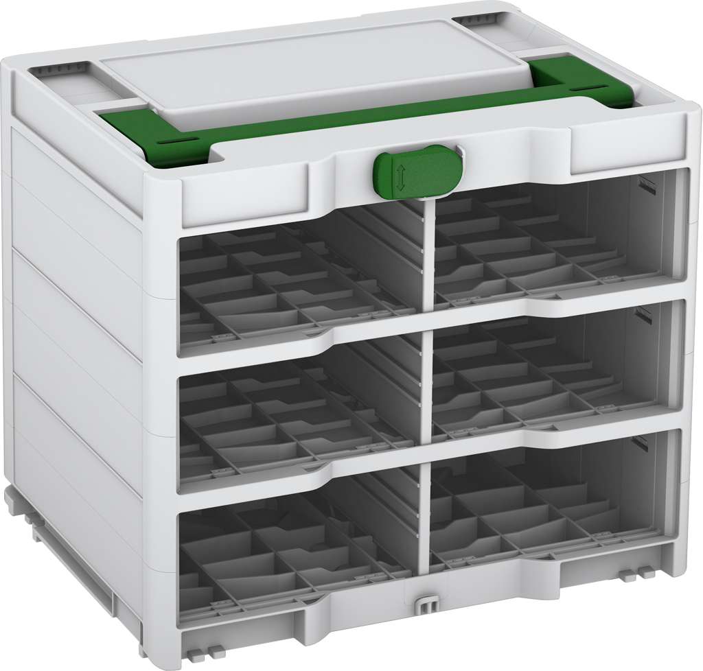 Systainer³ Rack/0 M 337, Light Grey with Emerald Green lid handle and Emerald Green catches