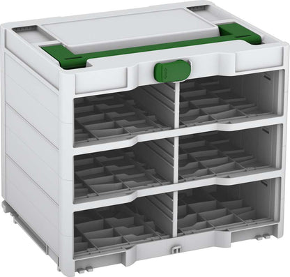 Systainer³ Rack/0 M 337, Light Grey with Emerald Green lid handle and Emerald Green catches