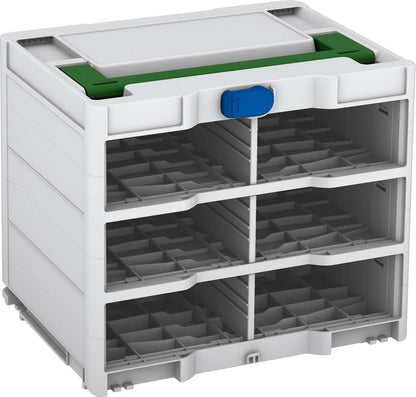 Systainer³ Rack/0 M 337, Light Grey with Emerald Green lid handle and Signal Blue catches
