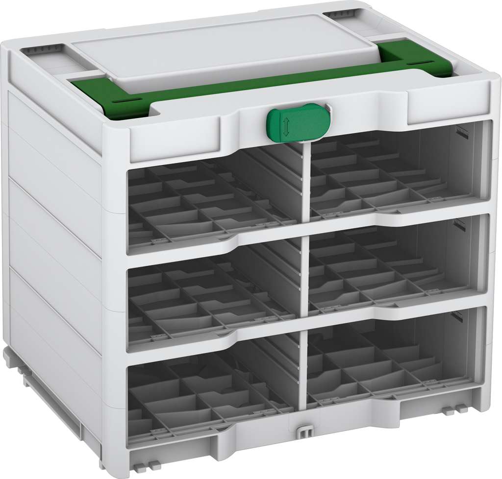 Systainer³ Rack/0 M 337, Light Grey with Emerald Green lid handle and Signal Green catches