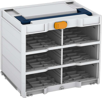 Systainer³ Rack/0 M 337, Light Grey with Sapphire Blue lid handle and Daffodil Yellow catches