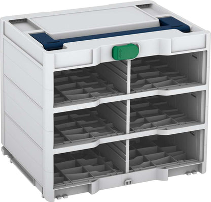 Systainer³ Rack/0 M 337, Light Grey with Sapphire Blue lid handle and Signal Green catches
