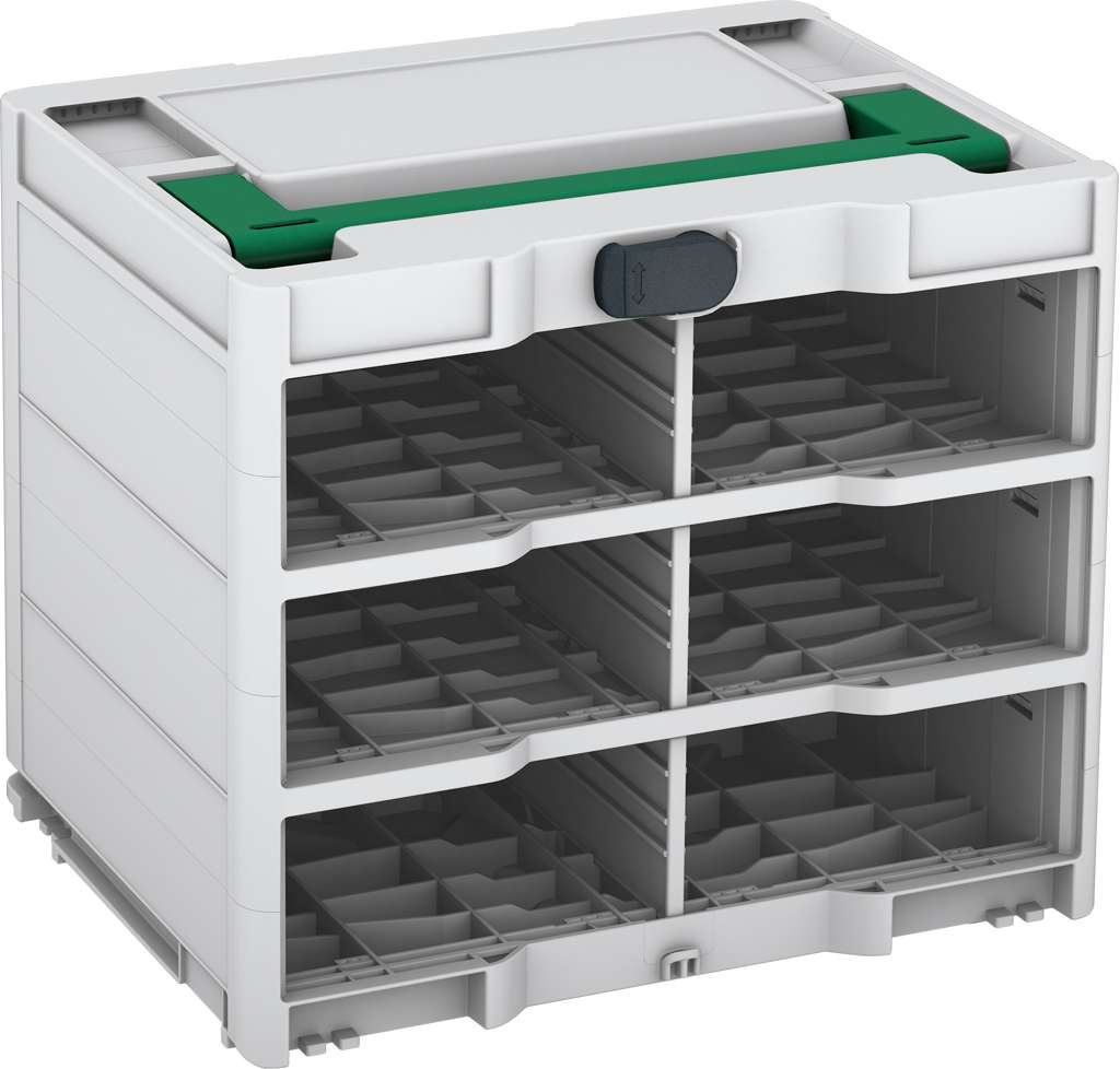 Systainer³ Rack/0 M 337, Light Grey with Signal Green lid handle and Anthracite catches