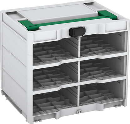 Systainer³ Rack/0 M 337, Light Grey with Signal Green lid handle and Black catches