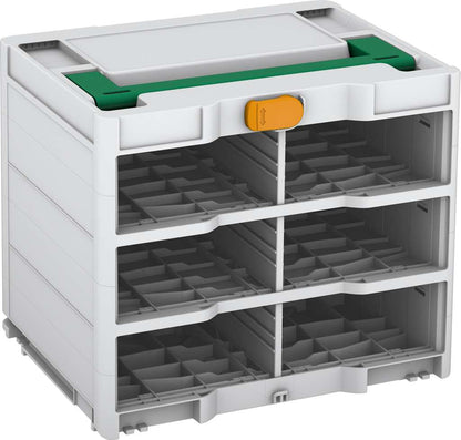 Systainer³ Rack/0 M 337, Light Grey with Signal Green lid handle and Daffodil Yellow catches