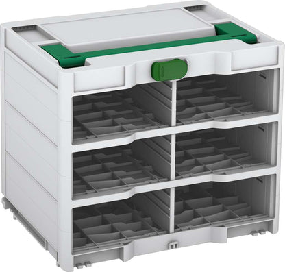 Systainer³ Rack/0 M 337, Light Grey with Signal Green lid handle and Emerald Green catches