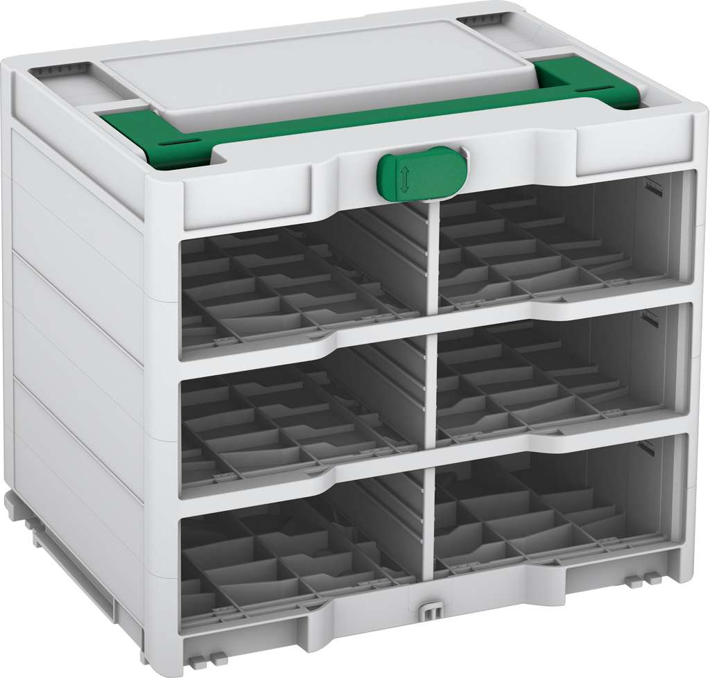 Systainer³ Rack/0 M 337, Light Grey with Signal Green lid handle and Signal Green catches
