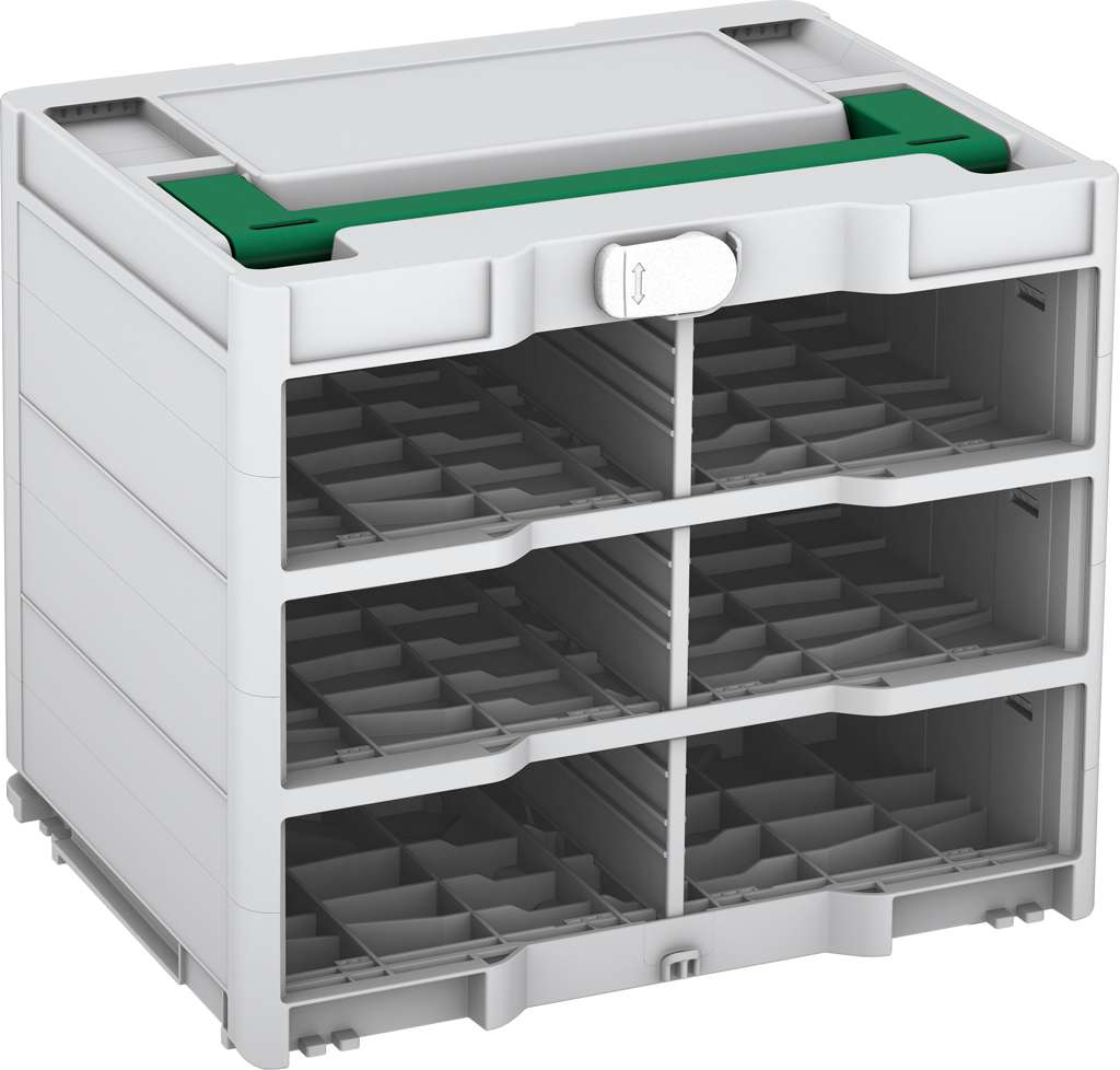 Systainer³ Rack/0 M 337, Light Grey with Signal Green lid handle and White catches