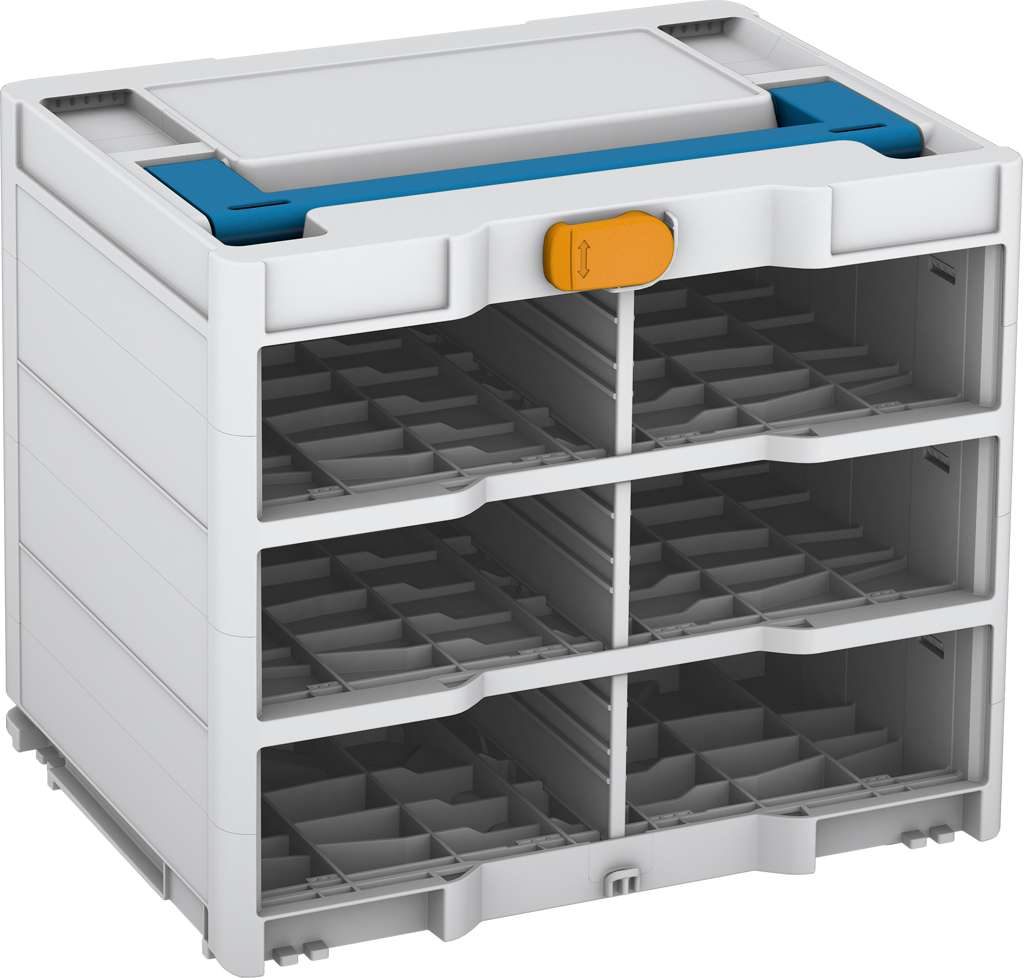 Systainer³ Rack/0 M 337, Light Grey with Sky Blue lid handle and Daffodil Yellow catches