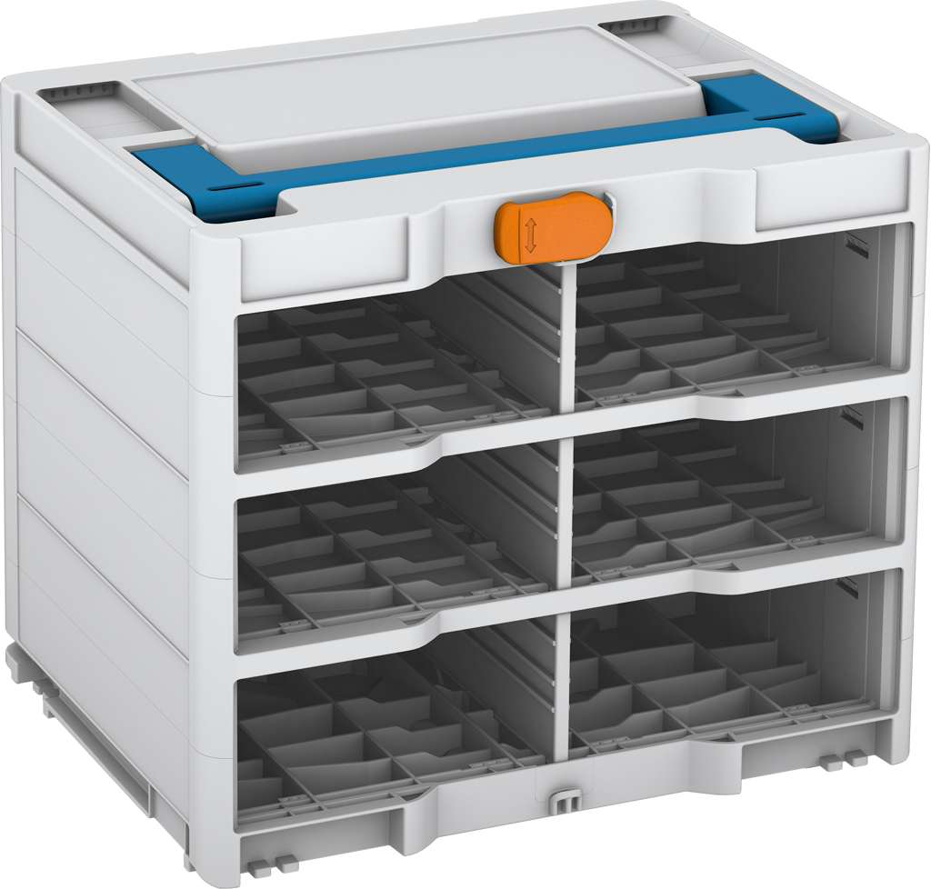 Systainer³ Rack/0 M 337, Light Grey with Sky Blue lid handle and Deep Orange catches