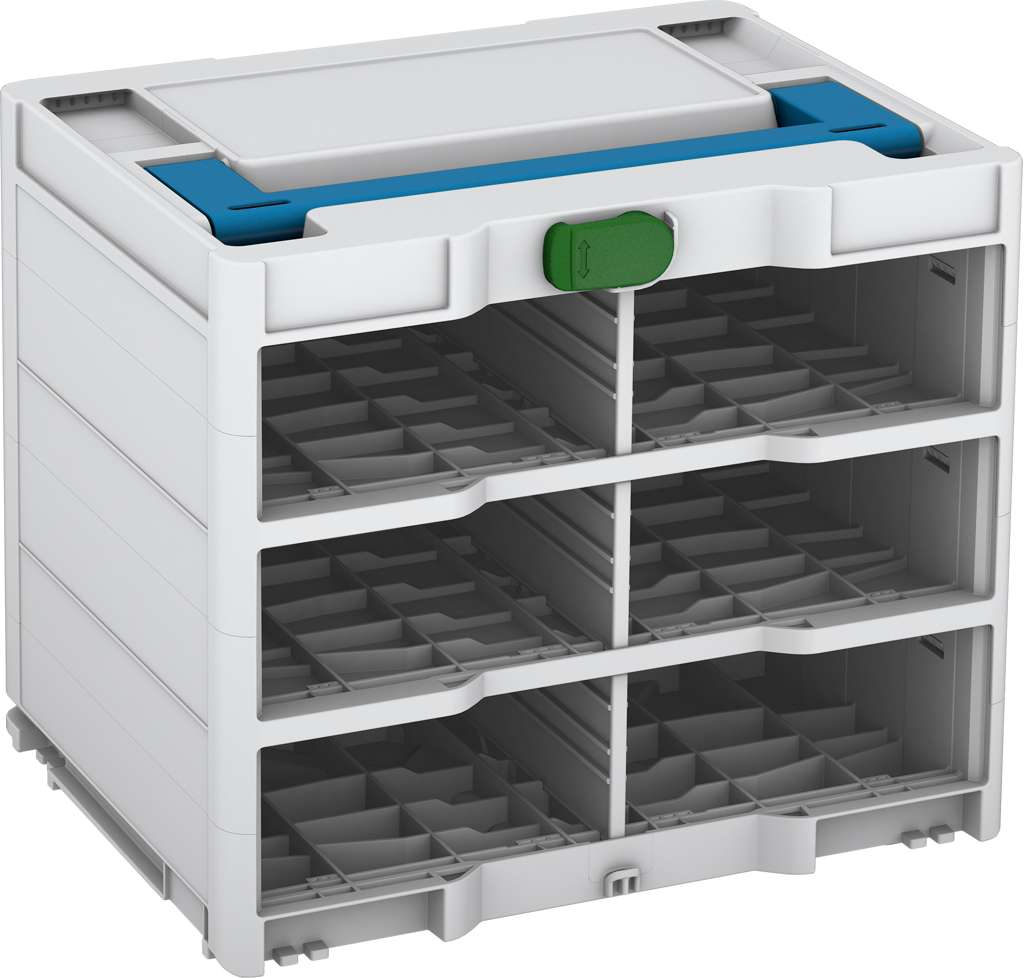Systainer³ Rack/0 M 337, Light Grey with Sky Blue lid handle and Emerald Green catches
