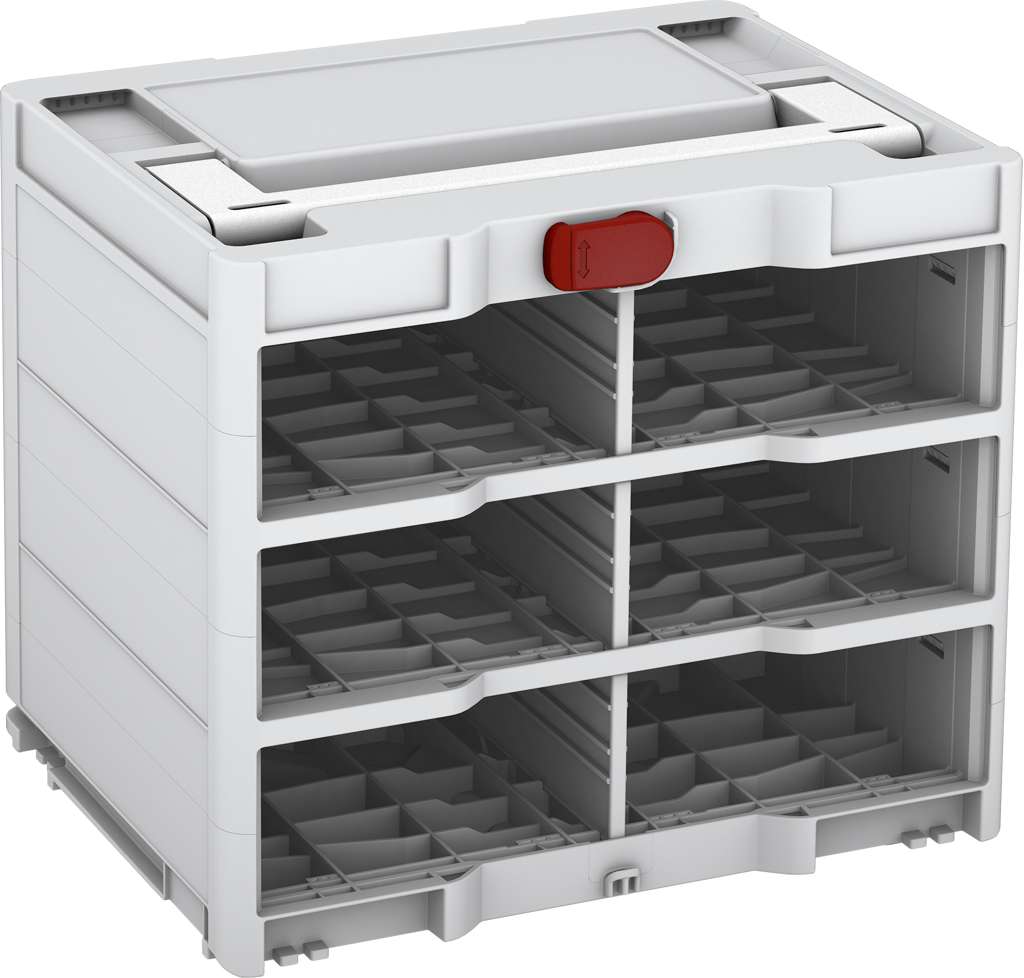 Systainer³ Rack/0 M 337, Light Grey with White lid handle and Carmine Red catches