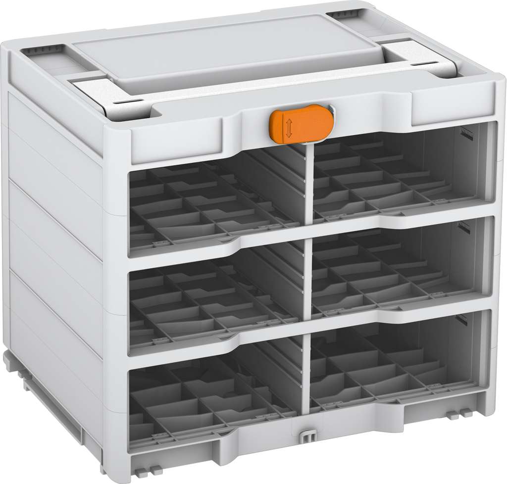 Systainer³ Rack/0 M 337, Light Grey with White lid handle and Deep Orange catches