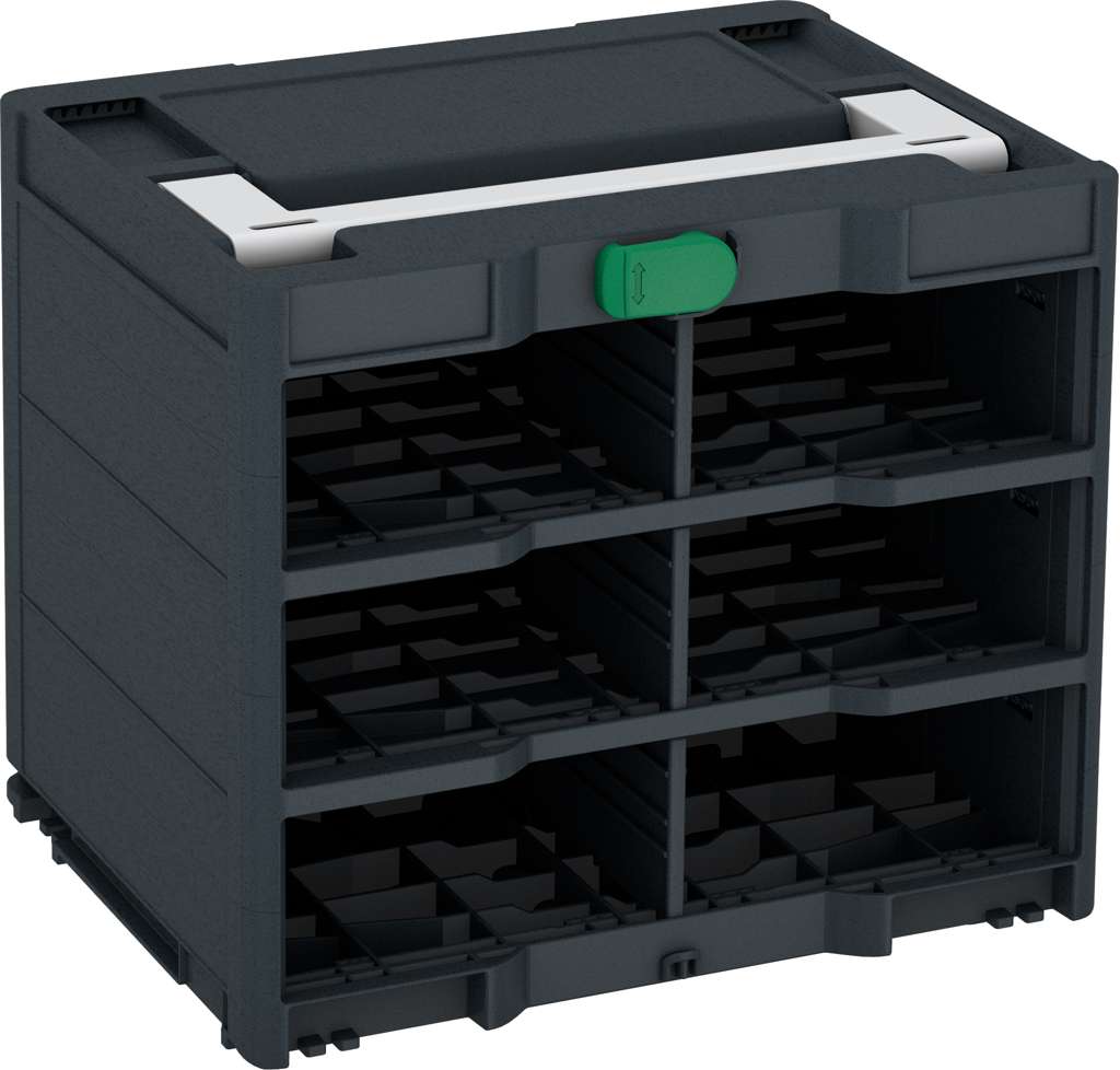 Systainer³ Rack/0 M 337, Anthracite with Light Grey lid handle and Signal Green catches